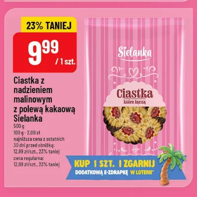 Ciastka z nadzieniem malinowym z polewą kakaową Sielanka promocja w POLOmarket