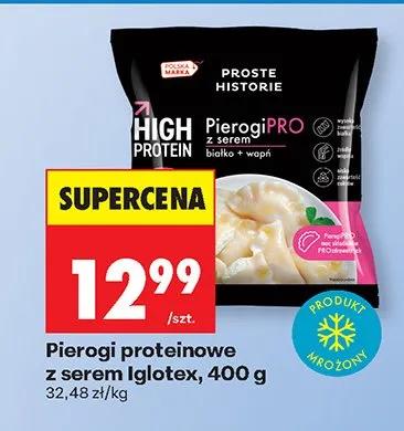 Pierogi proteinowe z serem i glotex promocja w Biedronka