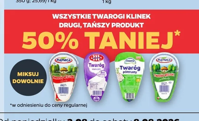 Twaróg klinek półtłusty Piątnica promocja w Netto