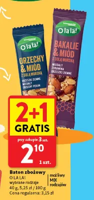 Baton zbożowy orzechy & miód z solą morską O la la! promocja w Intermarche