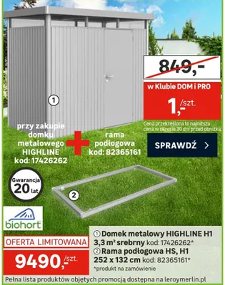 Domek metalowy HIGHLINE H1 promocja w Leroy Merlin