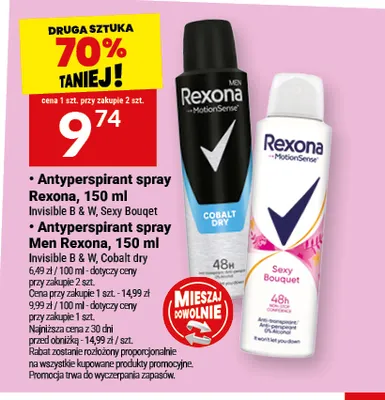 Antyperspirant spray Men Rexona Cobalt Dry promocja w Twój Market