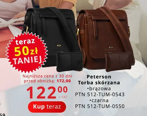 Torba skórzana Peterson brązowa promocja w Poczta Polska