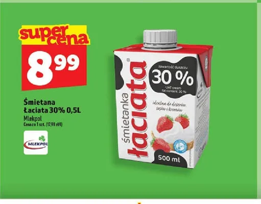 Śmietana Łaciata 30% Mlekpol promocja w TOPAZ