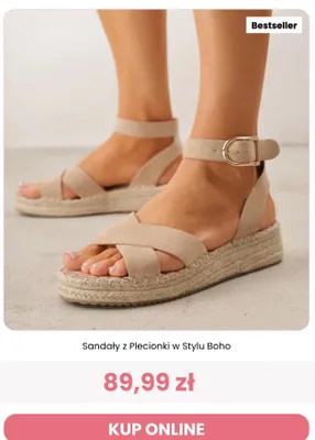 Sandały z plecionki w stylu Boho Renee promocja w Renee