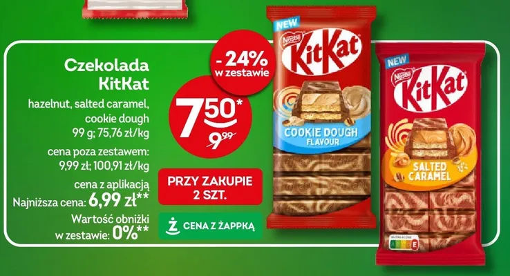 Czekolada KitKat hazelnut, salted caramel, cookie dough promocja w Żabka