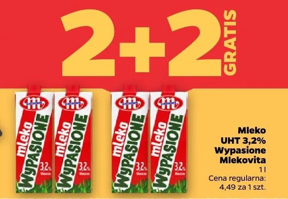 Mleko UHT 3,2% Wypasione Mlековита promocja w Netto