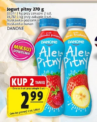 Jogurt pitny Danone Ale Pitny truskawka-banan promocja w Prim Market