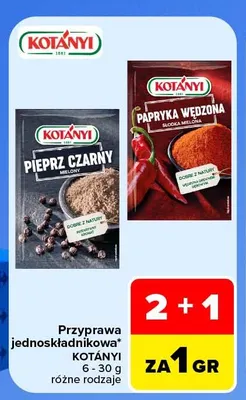 Przyprawa jednoskładnikowa pieprz czarny mielony Kotányi promocja w Carrefour Market