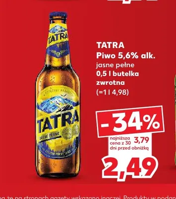 Piwo Tatra 5,6% promocja w Kaufland