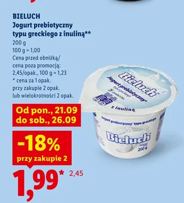 Jogurt prebiotyczny typu greckiego z inuliną Bieluch promocja w Lidl