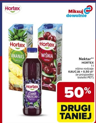 Nektar różne rodzaje Kaucja + 0,50 zł (w przypadku butelki PET) promocja w Carrefour