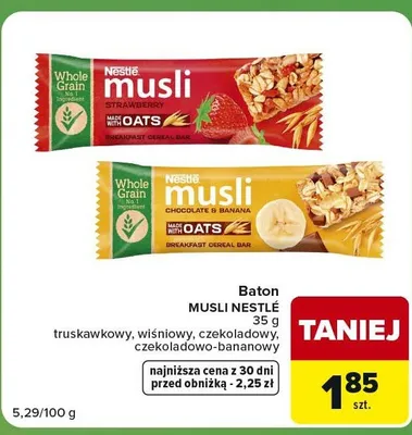 Baton musli Nestlé czekoladowo-bananowy promocja w Carrefour Express