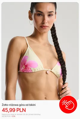 Góra od bikini Cropp żółto-różowa promocja w Cropp