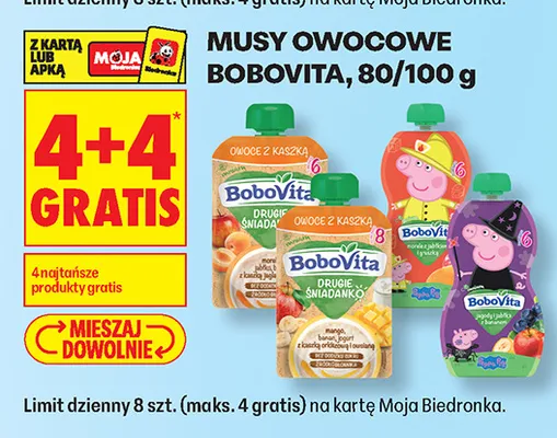 Mus owocowy BoboVita Jagody jabłko z bananem promocja w Biedronka