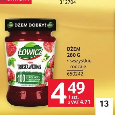 Dżem truskawkowy ŁOWICZ promocja w Selgros
