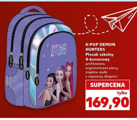 Plecak szkolny 4-komorowy K-Pop Demon Hunters promocja w Kaufland