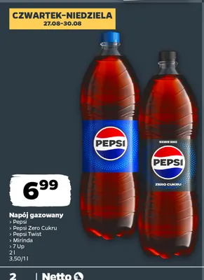 Napój gazowany Pepsi Zero Cukru promocja w Netto