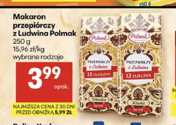 Makaron przepiórczy z Ludwina Polmak kluski promocja w Delikatesy Centrum