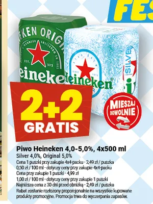 Piwo Heineken Original 5,0% 4-pak 500 ml promocja w Twój Market
