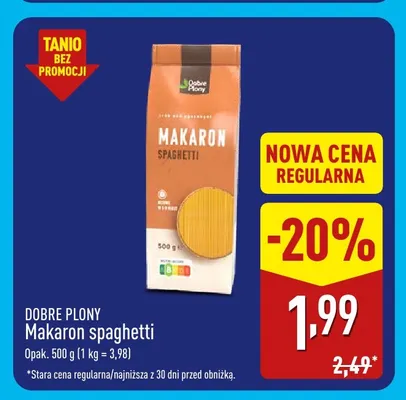 Makaron spaghetti Dobre Plony promocja w Aldi