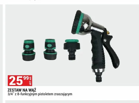 Zestaw na wąż z pistoletem zraszającym promocja w Merkury Market