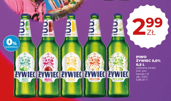 Piwo bezalkoholowe Żywiec Lemonż & Nuta Cola promocja w Duży Ben