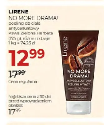 Peeling do ciała antycellulitowy Kawa Zielona Herbata Lirene No More Drama! promocja w Drogerie Jawa