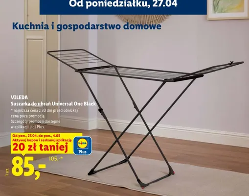 Suszarka do ubrań Universal One Black promocja w Lidl