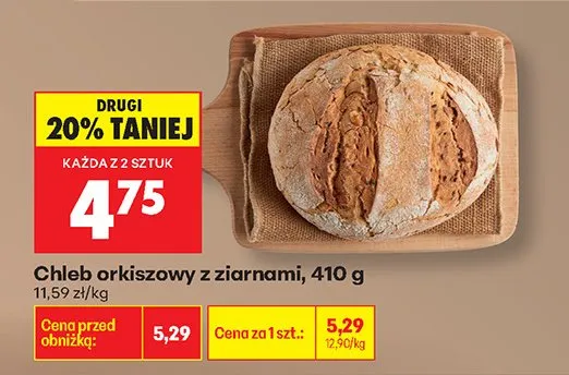 Chleb orkiszowy z ziarnami promocja w Biedronka