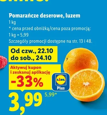 Pomarańcze deserowe luzem promocja w Lidl