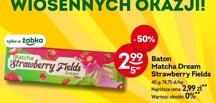 Baton Matcha Dream Strawberry Fields promocja w Żabka
