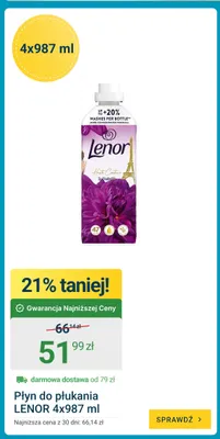 Płyn do płukania Lenor 4-pak 987 ml promocja w ERLI