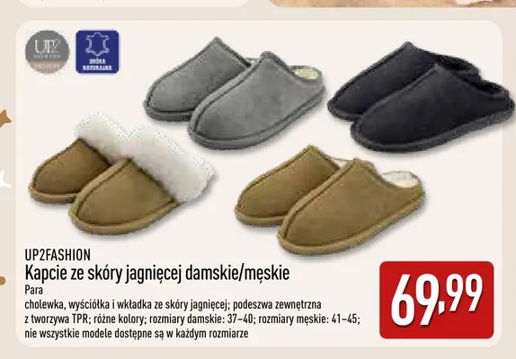 Kapcie ze skóry jagnięcej męskie Up2fashion promocja w Aldi