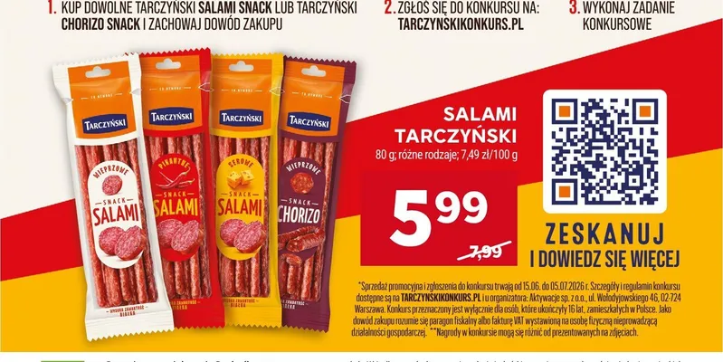 Chorizo Snack Wieprzowe Tarczyński promocja w Stokrotka