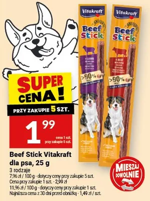 Beef Stick Vitakraft dla pse, 25 g promocja w Twój Market