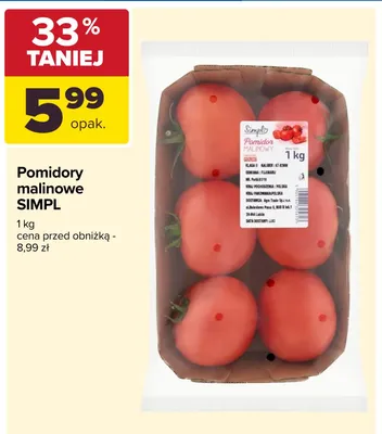 Pomidory malinowe Simpl polskie promocja w Carrefour