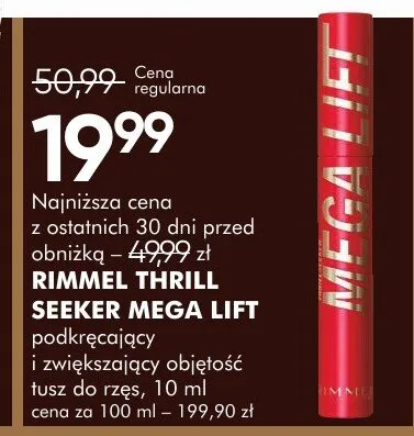 Podkręcający tusz do rzęs seeker mega lift Rimmel promocja