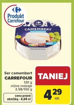 Ser camembert naturalny promocja w Carrefour