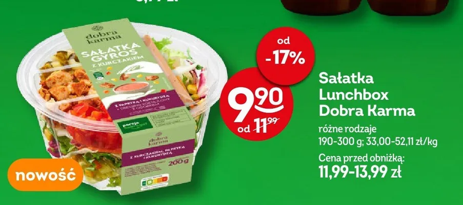 Sałatka Lunchbox Dobra Karma gyros z kurczakiem promocja w Żabka