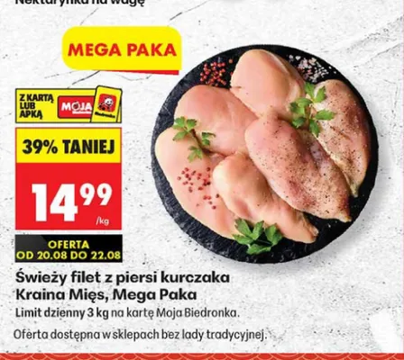 Świeży filet z piersi kurczaka Kraina Mięs Mega Paka promocja w Biedronka