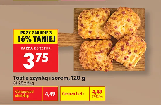Tost z szynką i serem promocja w Biedronka