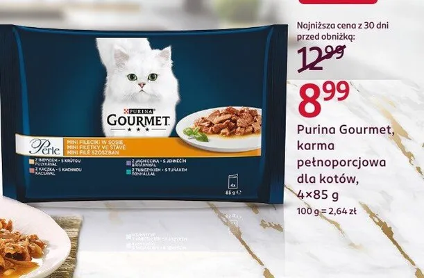 Karma pełnoporcjowa dla kotów Purina Gourmet Perle promocja w Rossmann