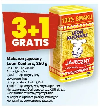 Makaron jajeczny Leon Kucharz 250g promocja w Twój Market