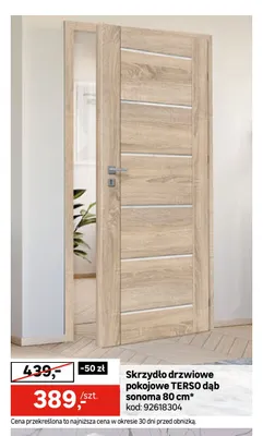 Skrzydło drzwiowe pokojowe Terso dąb sonoma 80 cm promocja w Leroy Merlin