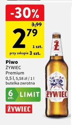 Piwo Żywiec Premium butelka zwrotna promocja w Intermarche