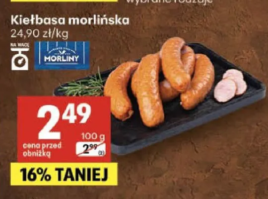 Kiełbasa morlińska promocja w Delikatesy Centrum