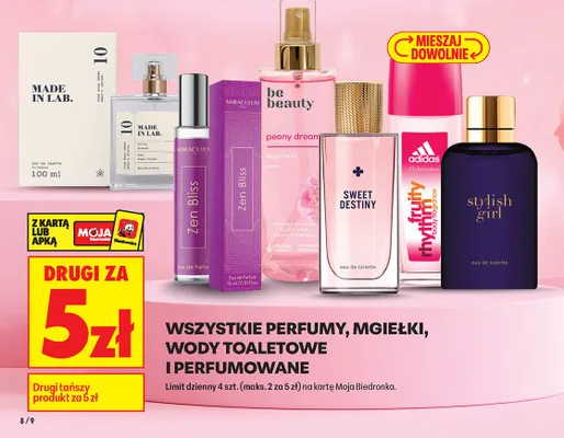 Wszystkie perfumy, mgiełki, wody toaletowe i perfumowane promocja w Biedronka