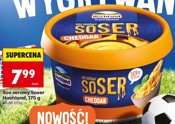 Sos serowy Soser Hochland Cheddar promocja w Biedronka