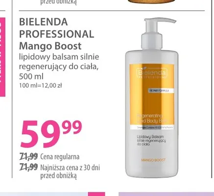 Lipidowy balsam silnie regenerujący do ciała Mango Boost Bielenda Professional promocja w Hebe